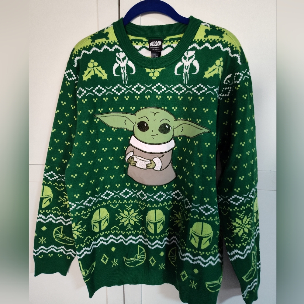 Star Wars The Mandalorian Grogu Holiday Sweater Sz S/M Unisex Her Universe